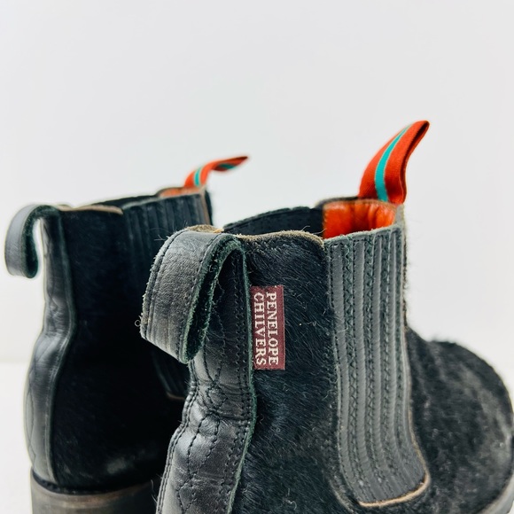 Penelope Chilvers Oscar Black Pony Skin Pull Tab Ankle Chelsea Boots UK 5 - Picture 9 of 12
